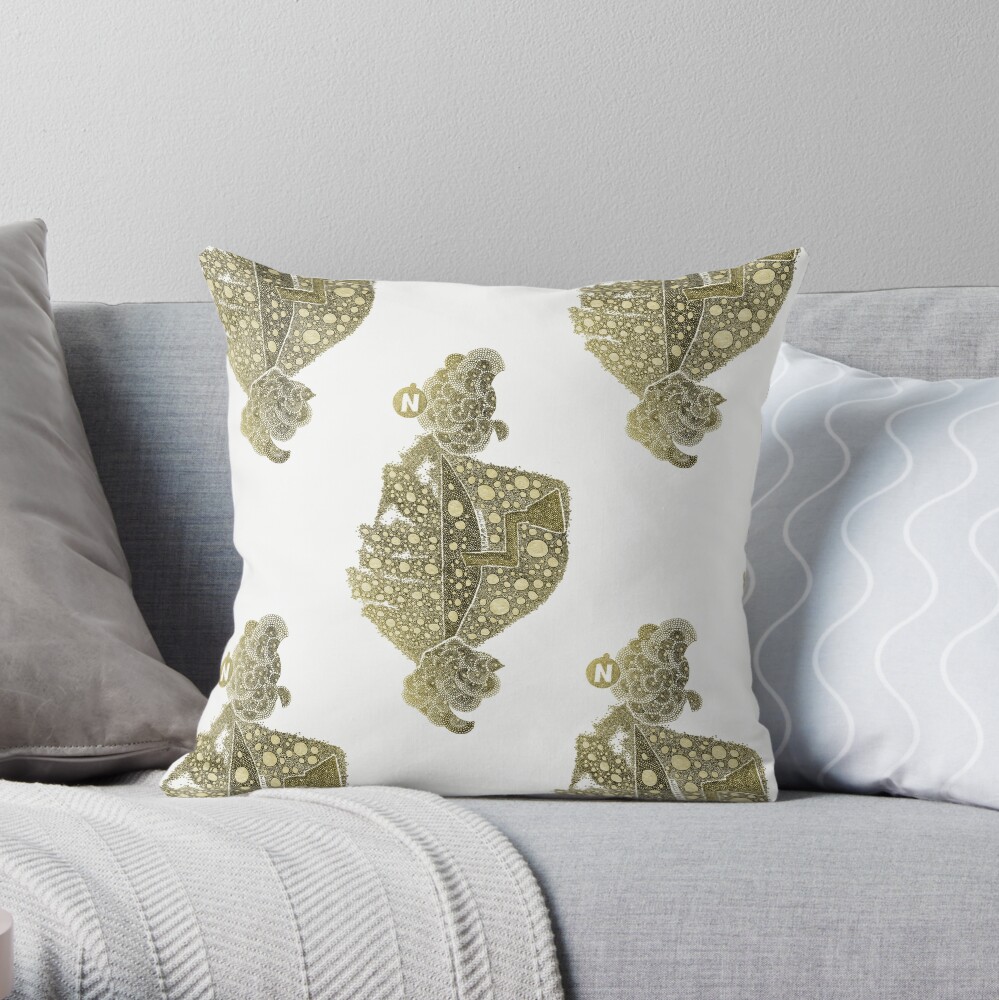 Carrickalinga Map 1 Gold Throw Pillow