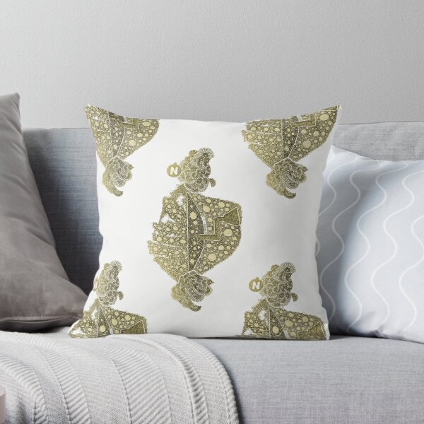 Carrickalinga Map 1 Gold Throw Pillow