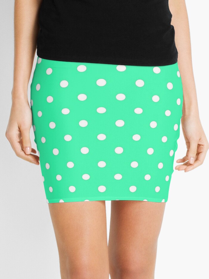 green and white polka dot skirt