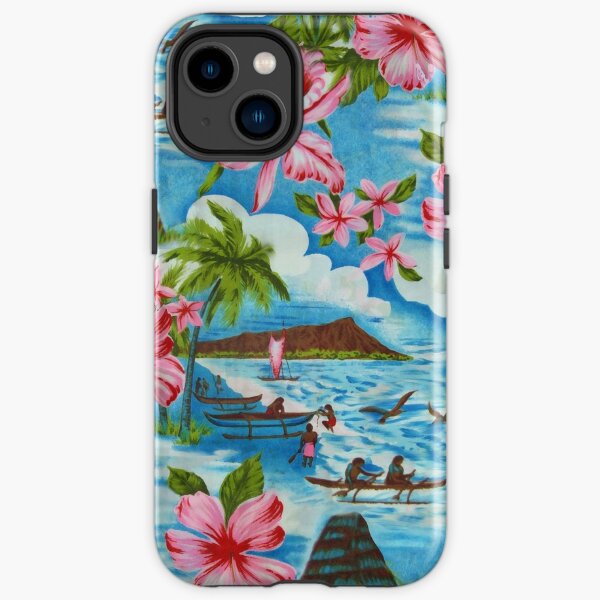 Hawaiian Scenes in Pastel Colors iPhone Tough Case