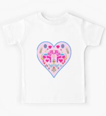 Rosa Dala Horse Unicorn Heart Schwedisches Dalecarlian-Pferd Kinder T-Shirt