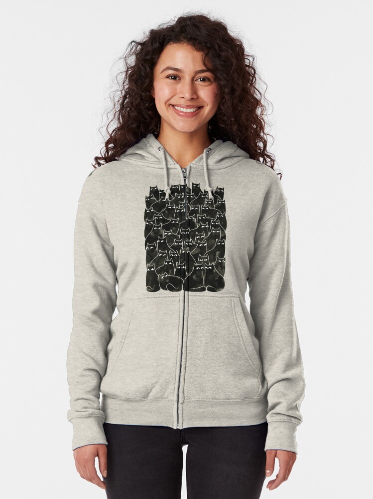 Alternate view of Suspicious Cats Zipped Hoodie