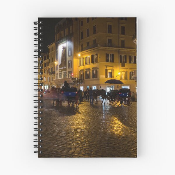 Item preview, Rainy Rome - Slo Mo Shoppers Horses and Carriages on Glowing Piazza di Spagna designed and sold by Georgia Mizuleva.