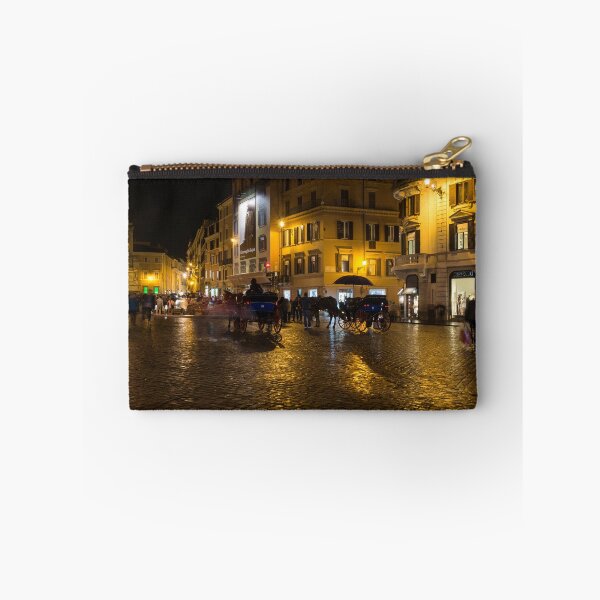 Item preview, Rainy Rome - Slo Mo Shoppers Horses and Carriages on Glowing Piazza di Spagna designed and sold by Georgia Mizuleva.