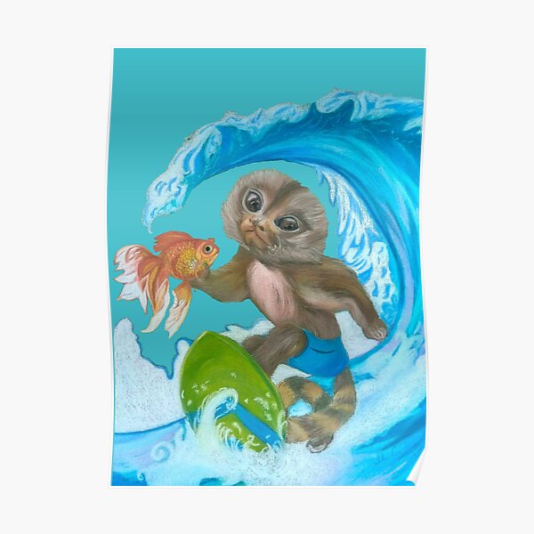 Pygmy Marmoset - Surfer - Superhero Poster
