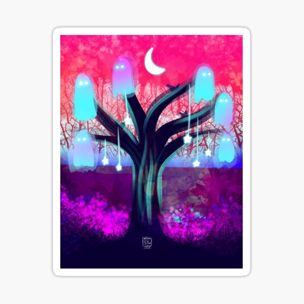 Colorful Ghost Tree Sticker