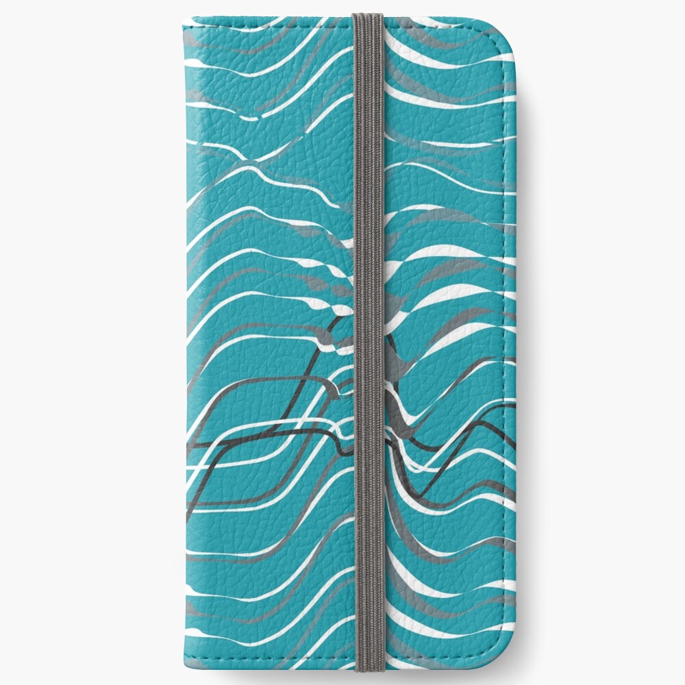 dynamic gray waves on turquoise shapelines iPhone Wallet
