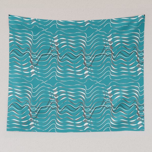 Item preview, dynamic gray waves on turquoise shapelines designed and sold by Marlene Wagenhofer.