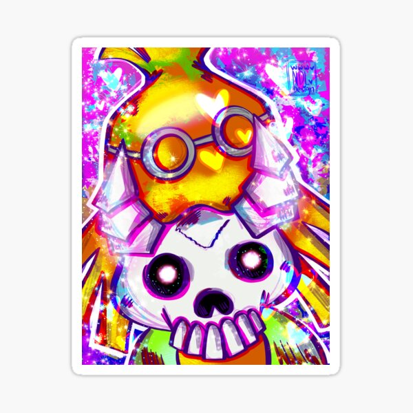 Rainbow Glitter Skull Kid Sticker