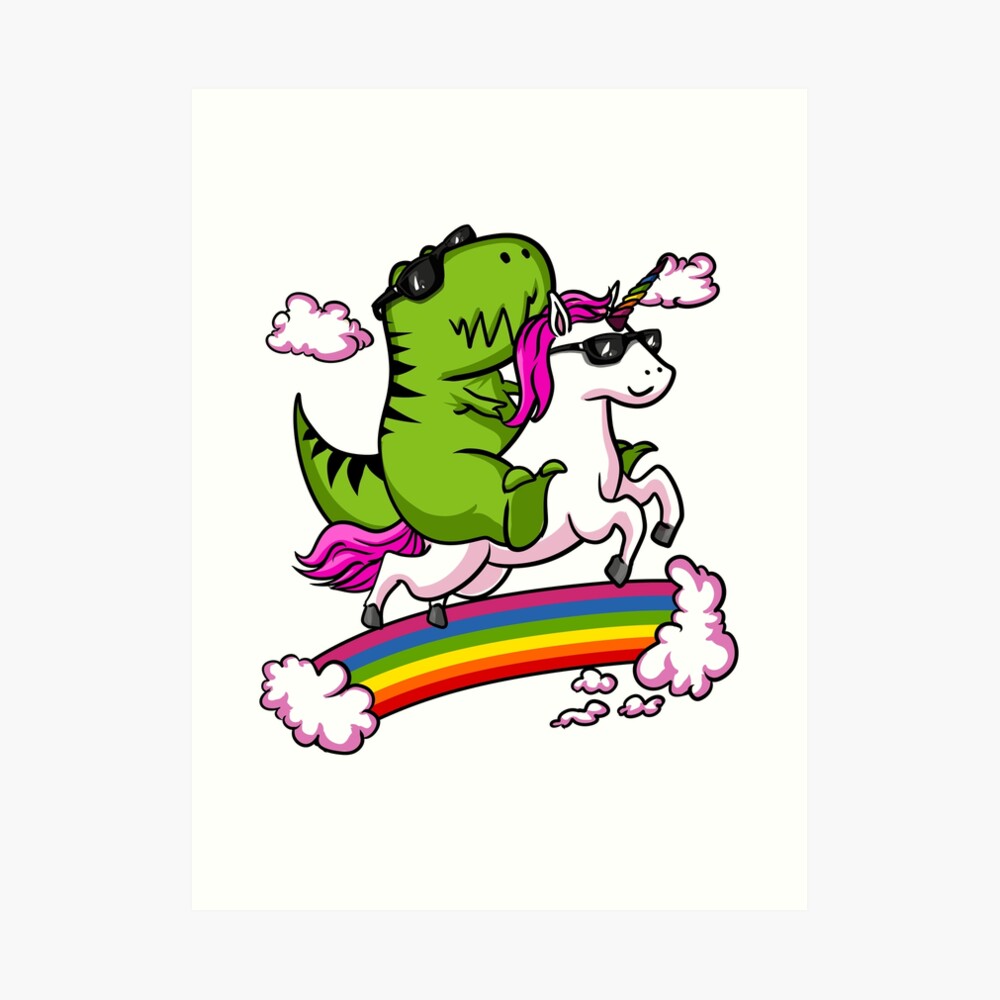 "T-Rex Dinosaurier, der Einhorn-magische Regenbogen-Party reitet