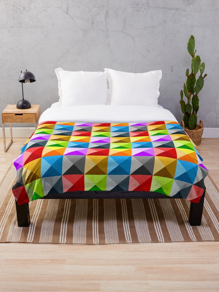 Colorful square throw quilt selling