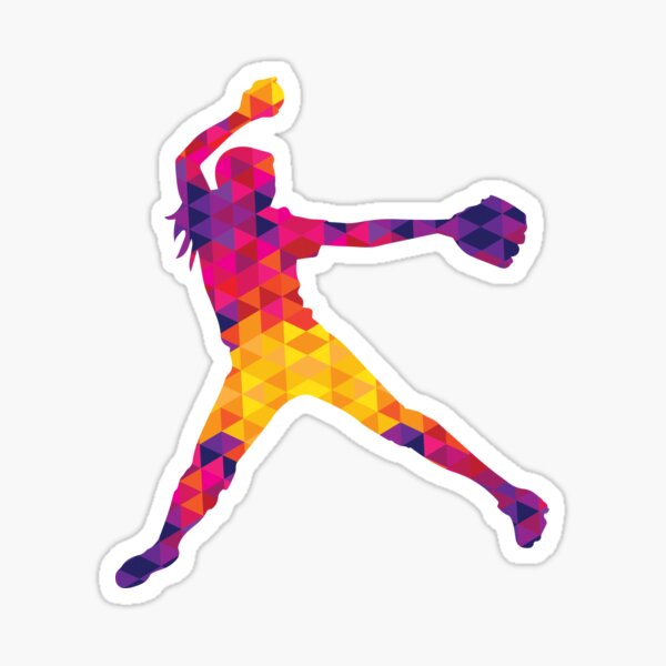 Colorful Female Softball pitcher Sticker