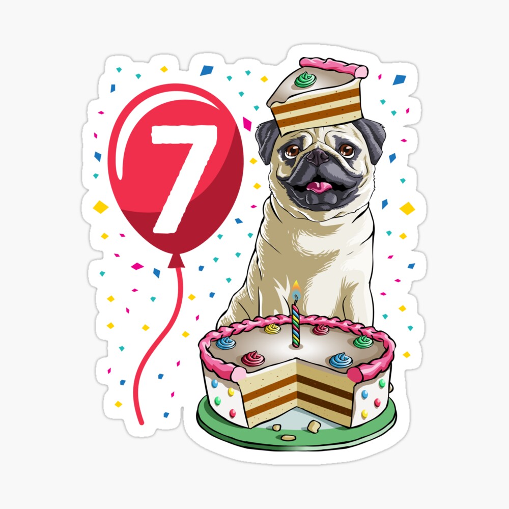 Lámina fotográfica «Pastel de cumpleaños Pug Globo 7» de Bendthetrend |  Redbubble