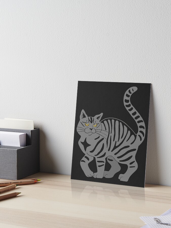 Tabby Cat Art Print, Tiger Cat Print, Striped Tabby Cat Art, Gray