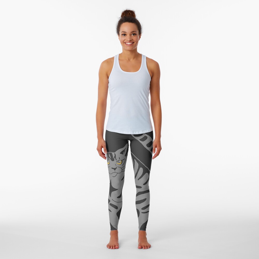Gray Tabby Cat - tiger stripe Leggings