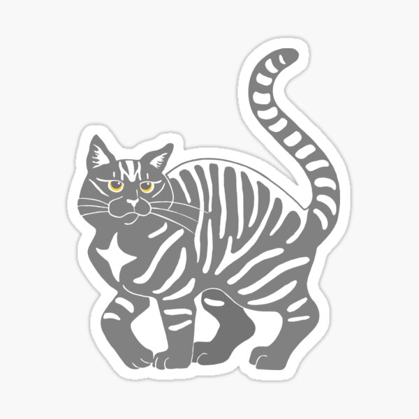 Gray Tabby Cat - tiger stripe Sticker