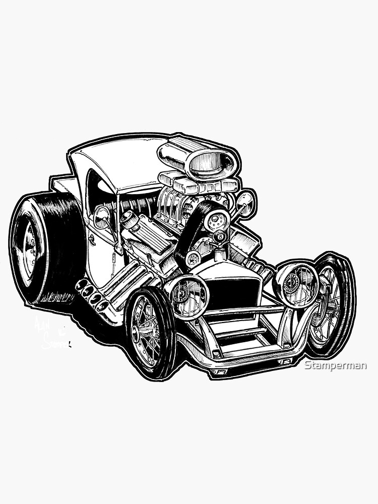 "Vintage TBucket Hotrod!" Sticker for Sale by Stamperman Redbubble