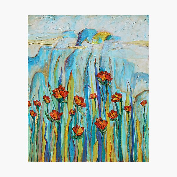 Item preview, Poppies with Mountains designed and sold by Joselyn Holcombe.