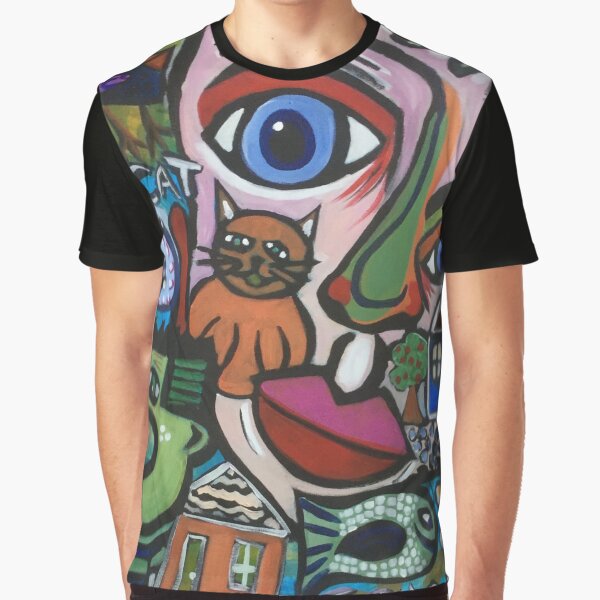 Bird Cat Fish Graphic T-Shirt