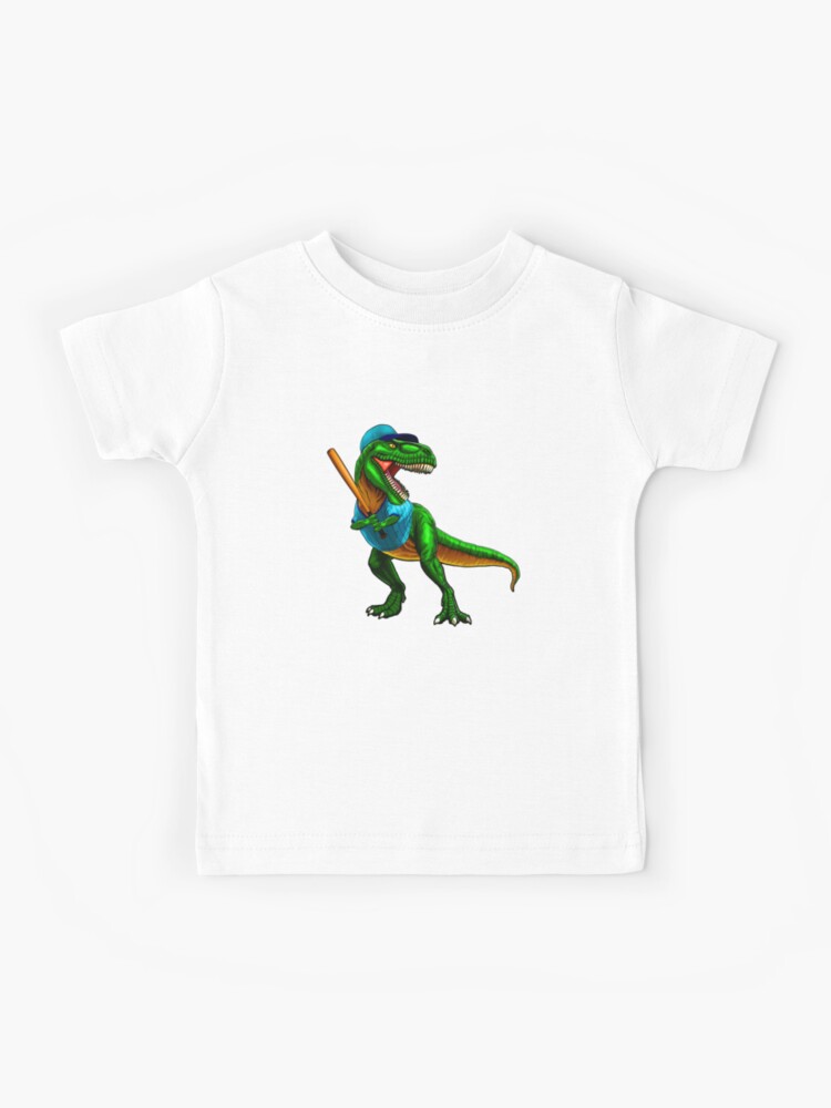 LA Pop Art Men's Raglan Baseball Word Art T-shirt – Dinosaur T-Rex