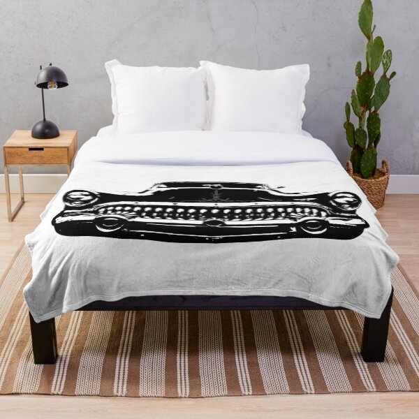 1953 Buick Grill B&W Throw Blanket