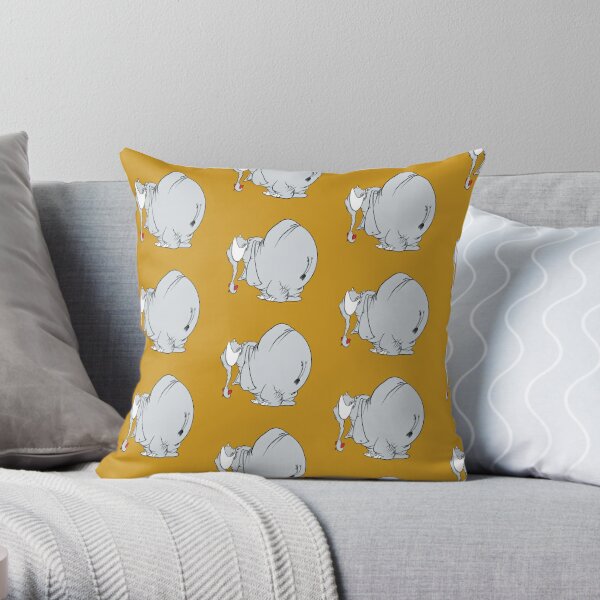 Shy elephant with a heart in the trunk Throw Pillow