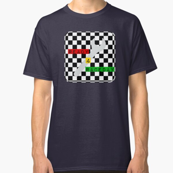 Black and White Check Checkered Flag Motorsports Race Day + Chess Classic T-Shirt