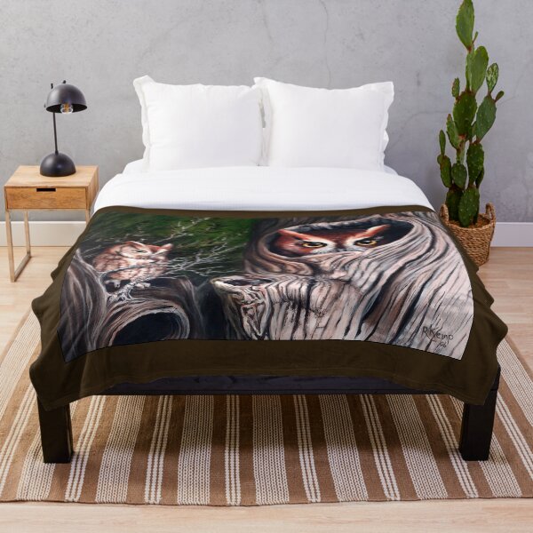 Sentinels - Eastern screech owls Throw Blanket
