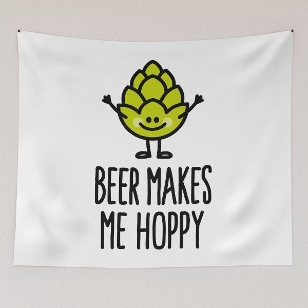 Item preview, Beer makes me hoppy happy hipster hops brew beer designed and sold by LaundryFactory.