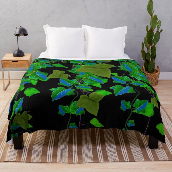 Item preview, GREEN-BLUE KHAKI LEAVES TRAILING IVY BLACK ART designed and sold by sharlesart.