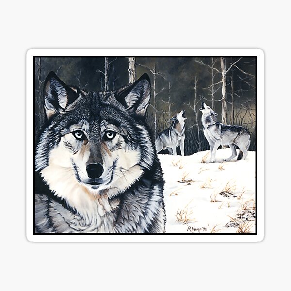 Three for the Wild - gray wolves Sticker
