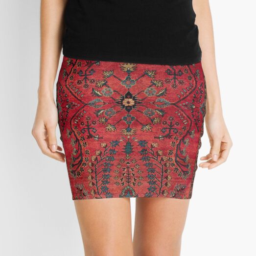 Red Persian Carpet - Persian Vintage Antique Carpet Nature Fine Art Mini Skirt