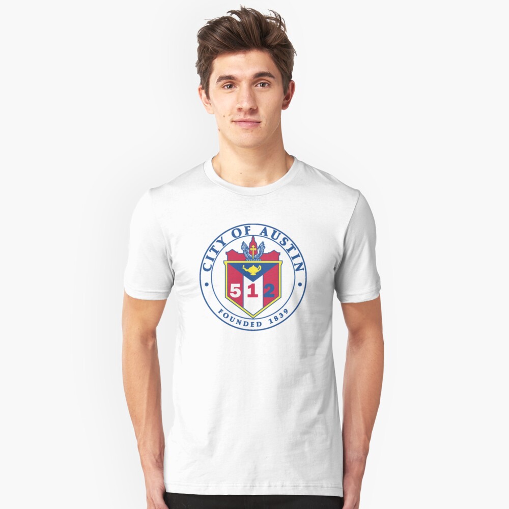 City of Austin Seal with 512 Area Code Slim Fit T-Shirt