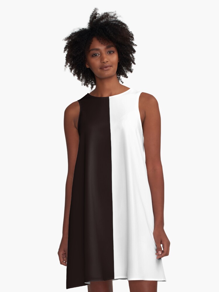 half black half white dress