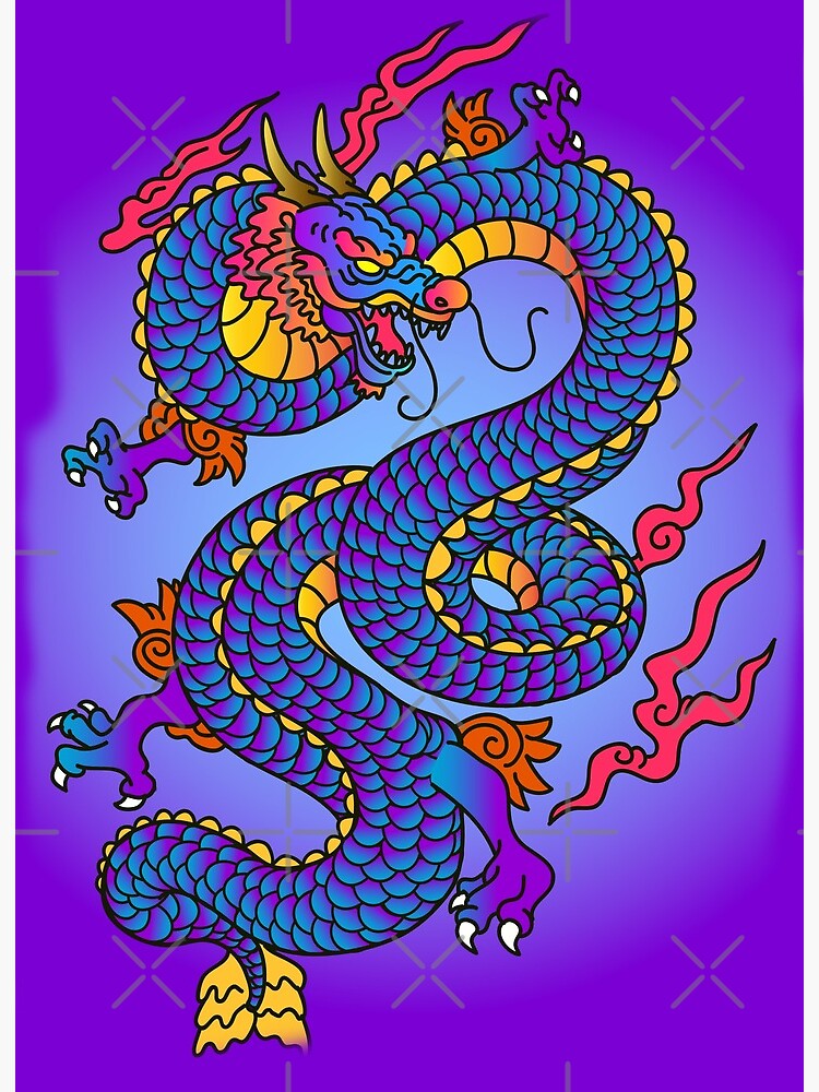 Japanese Dragon Purple Blue Scales