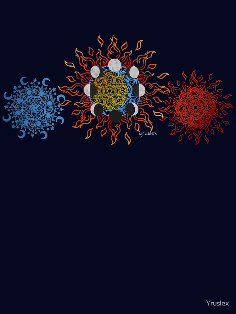 Imagen 7 de 7, Camiseta esencial con la obra Mandala sol y luna, diseñada y vendida por Yruslex.