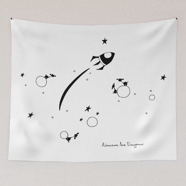 Item preview, Black Cows on Planets with Spaceship and Black Stars designed and sold by Adventures Are Dangerous.