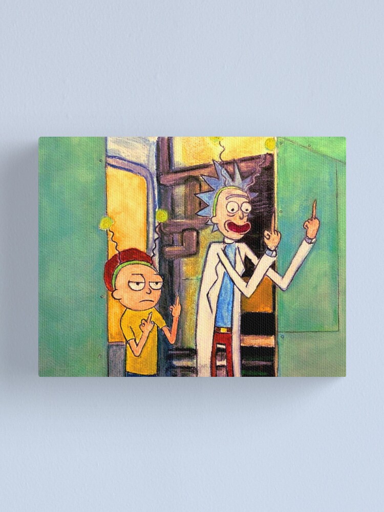 Rick And Morty Oil Stick Painting Peace Among Worlds Canvas