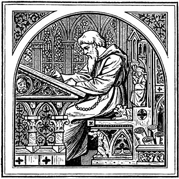Artwork thumbnail, Monk At Medieval Writing Desk by Cat Lady Designs