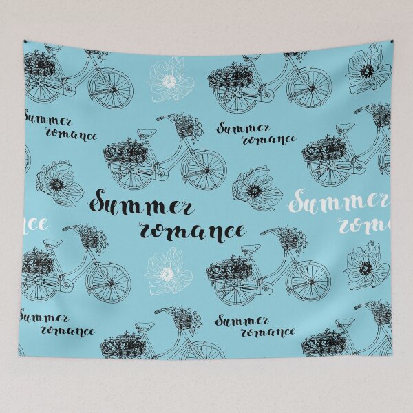 Item preview, Pattern "Summer Romance" on a whiteblue background, black and white color, contour designed and sold by SASHA-MATBON.