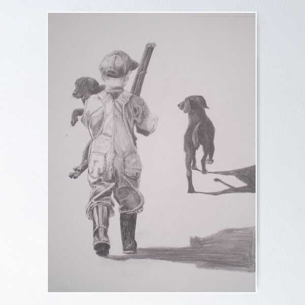 Item preview, Boy with Lab and Puppy going home from hunt designed and sold by Phyllis Dixon.