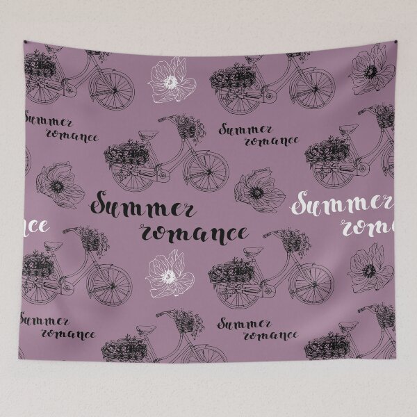 Item preview, Pattern "Summer Romance" on a purple background, black and white color, contour designed and sold by SASHA-MATBON.