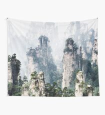 Floating mountains Zhangjiajie National Forest Park art photo print Tapestry