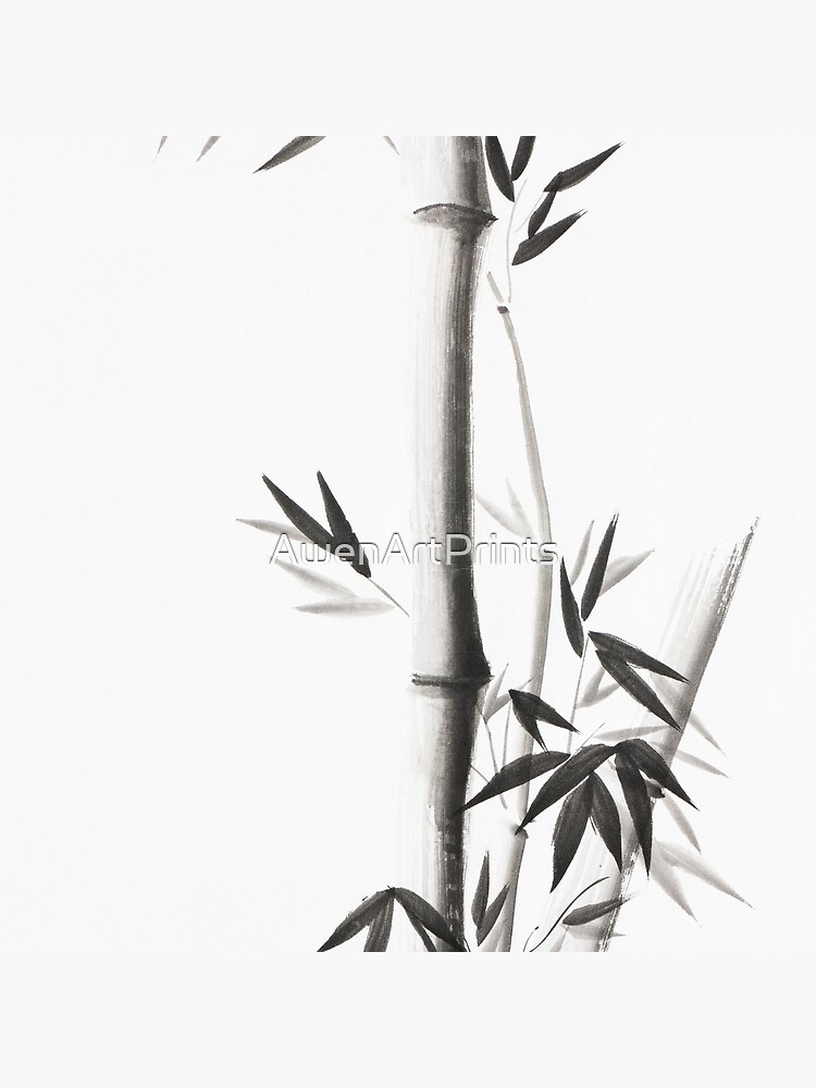 Bamboo stalks with leaves Japanese Zen Sumi ink painting on white rice  paper art print Tote Bag for Sale by AwenArtPrints
