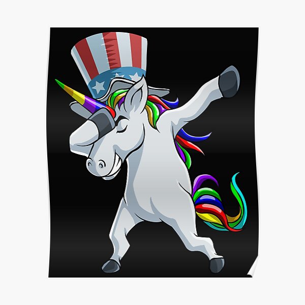 Download Dabbing Unicorn 4th Of July Posters | Redbubble