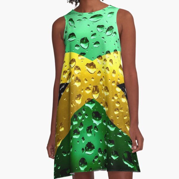 Flag of Jamaica - Raindrops A-Line Dress