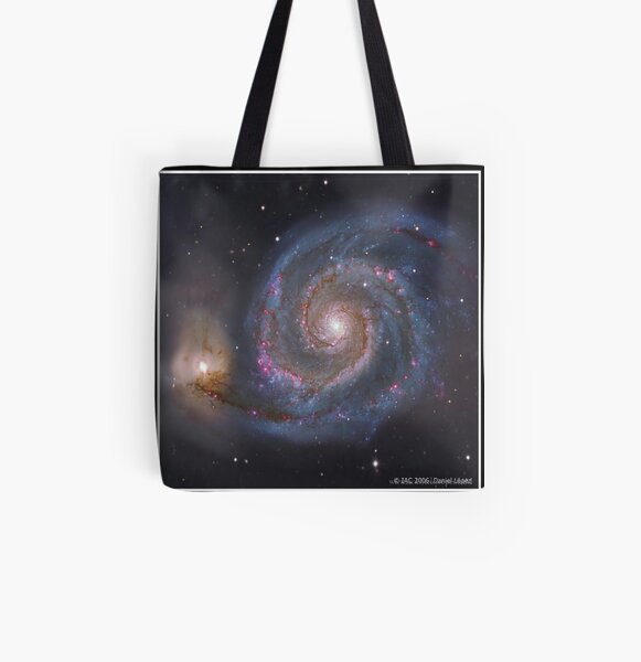 The #Whirlpool #Galaxy #SpiralGalaxy, Astronomy, Cosmology, AstroPhysics, Universe All Over Print Tote Bag