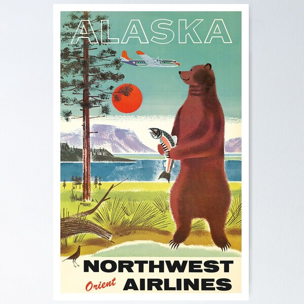 Item preview, Alaska, Bear, Retro Vintage Travel Poster designed and sold by vintagevivian.
