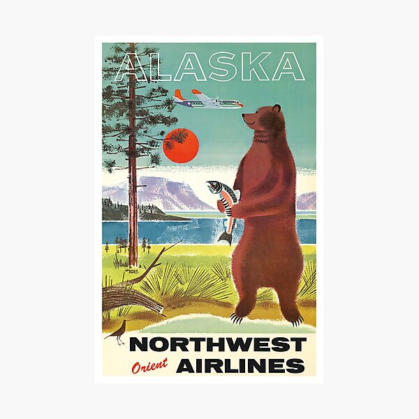 Item preview, Alaska, Bear, Retro Vintage Travel Poster designed and sold by vintagevivian.