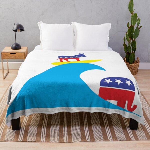 Item preview, Democratic Donkey Rides Blue Wave over Republican Elephant designed and sold by judgeart.